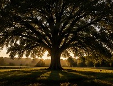 Majestic oak tree at golden hour - Shepherd Oaks Property Group